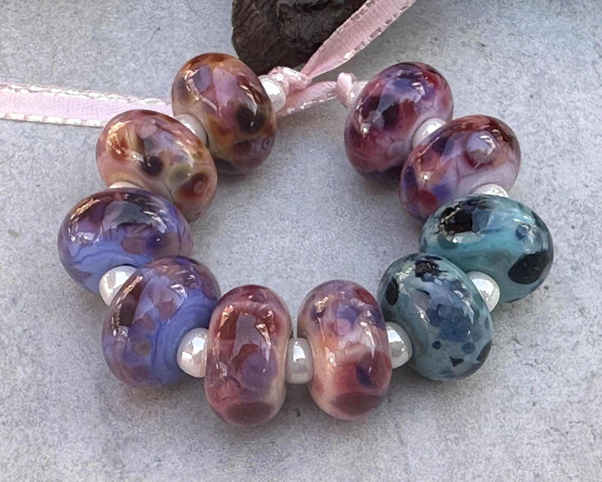 10 Mosaic Mix Lampwork Beads Set SRA