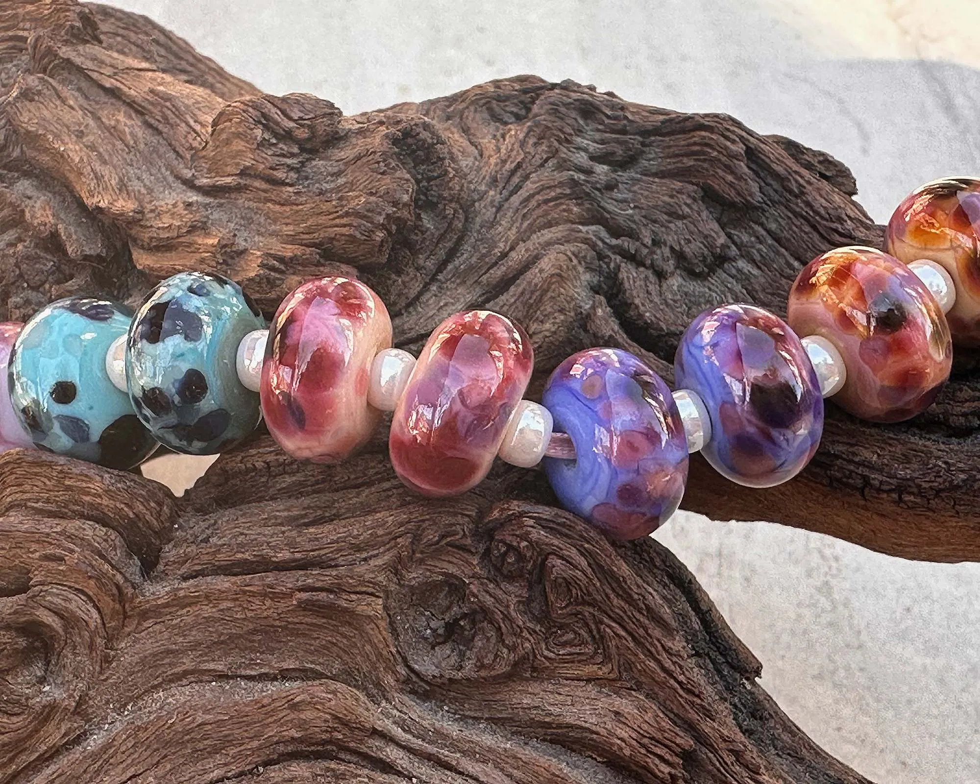 10 Mosaic Mix Lampwork Beads Set SRA