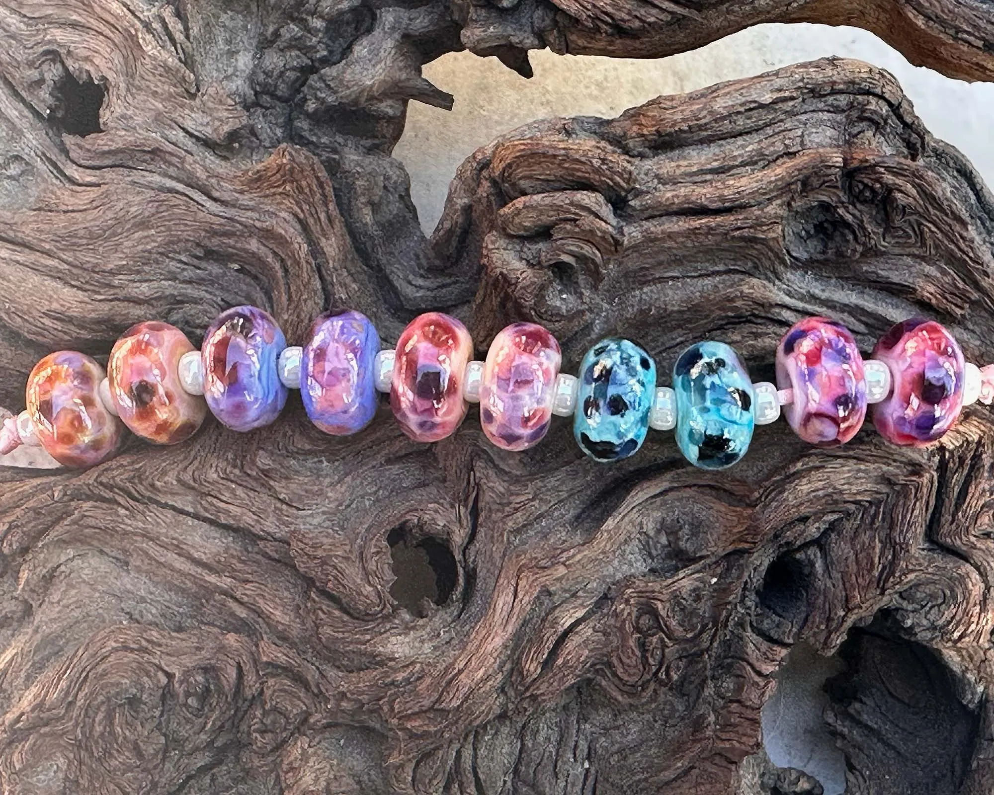 10 Mosaic Mix Lampwork Beads Set SRA
