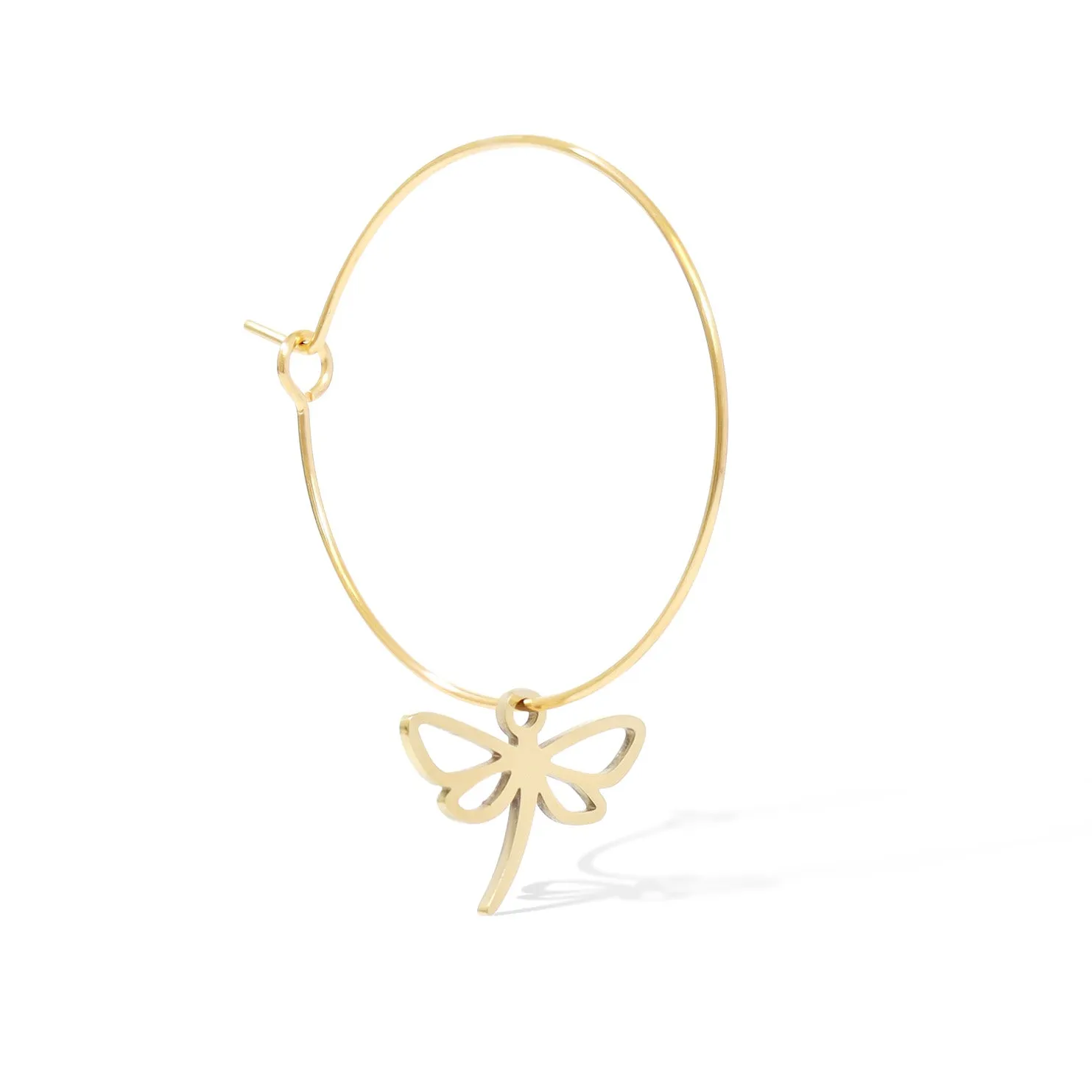 18K Gold PVD Stainless Steel Wire Hoop Earrings / ERJ0044