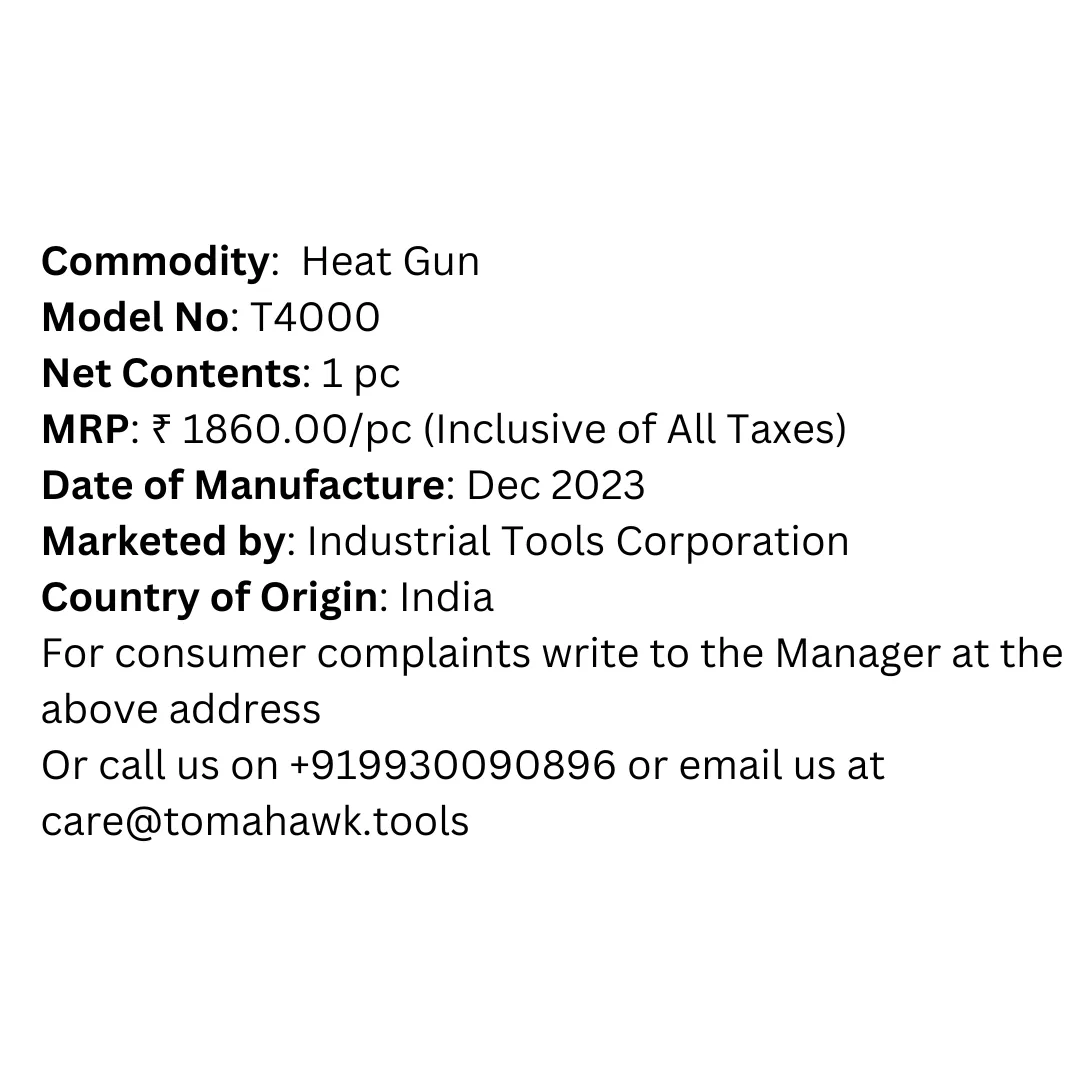 2000W Variable Temperature Heat Gun T4000
