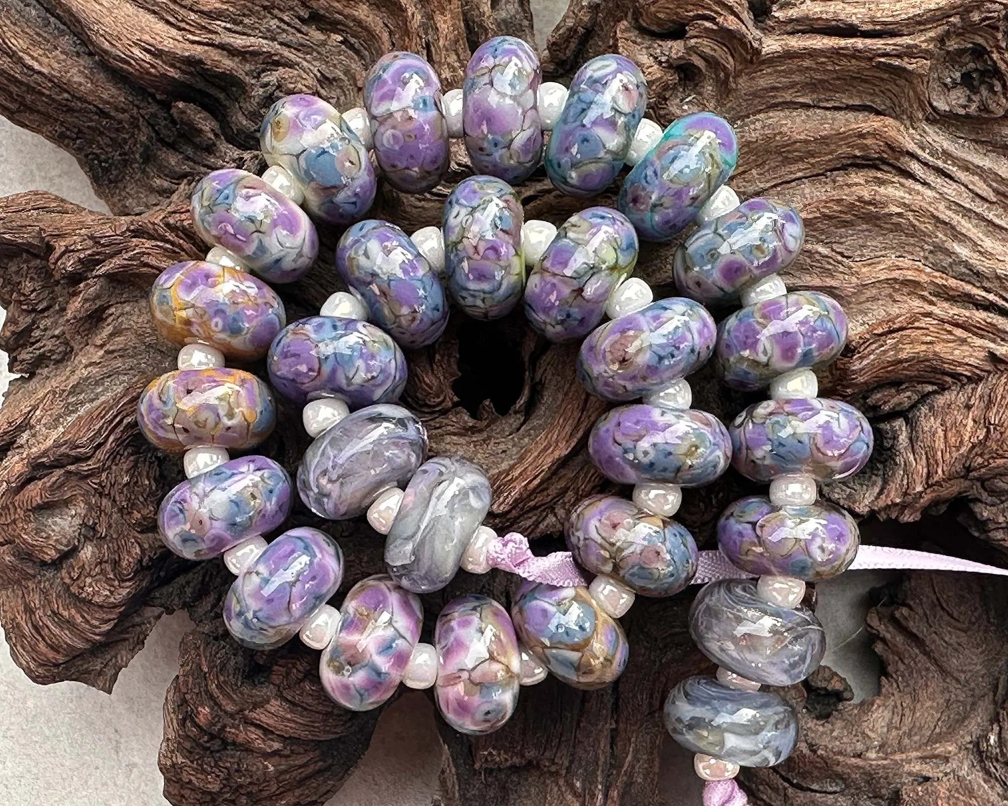 28 Picasso Mosaic Pairs Lampwork Beads Set SRA
