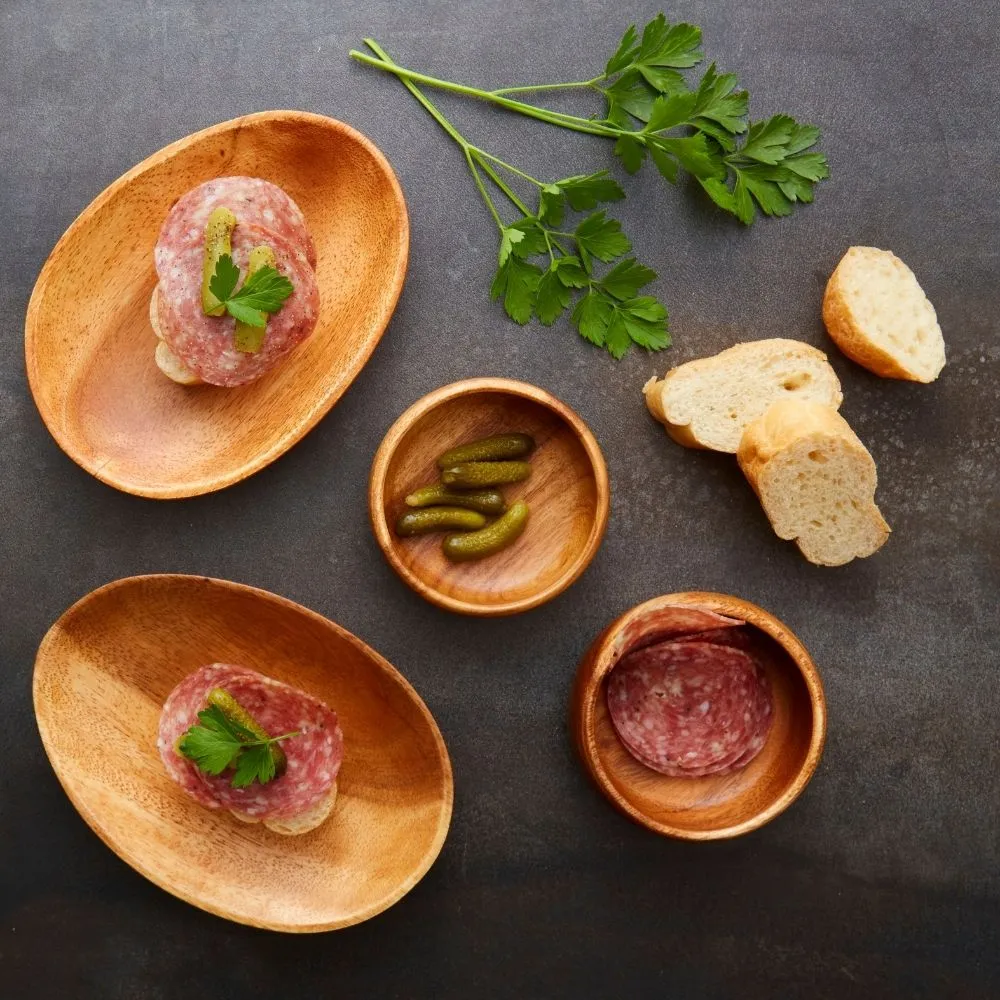 Acacia Wood Small Plates and Bowls Set