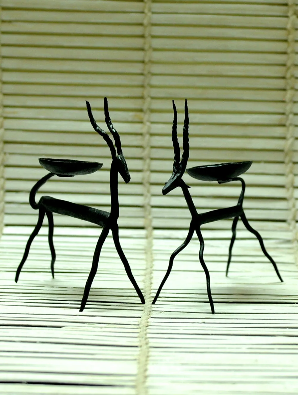 Bastar Tribal Art - Candle Holders - Deer (Set of 2)