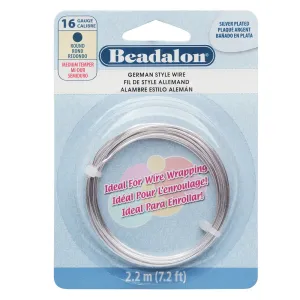 Beadalon Craft Wire, German Style Round Copper Wire 16 Gauge, Silver Plated