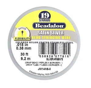 Beadalon Wire "Satin Silver" 19 Strand .015 Inch / 30Ft