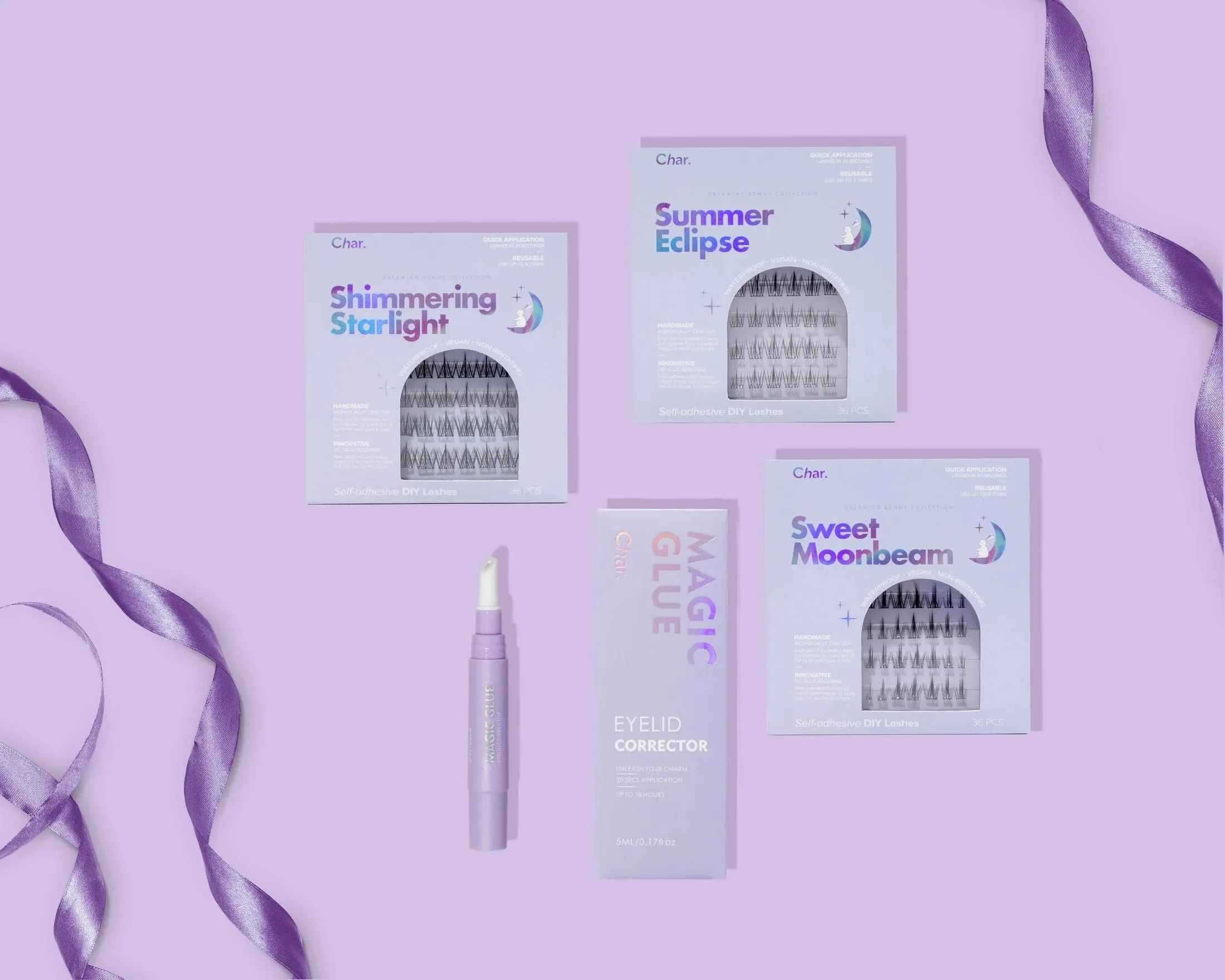 CHAR Lash Dreaming Bunny collection   Magic glue combo Best Fake Eyelashes and Magic Glue For Eyelids