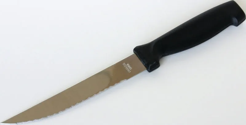 Chef Craft 20883 Utility Knife, Stainless Steel Blade, Plastic Handle, Black Handle, Serrated Blade :EA: QUANTITY: 1