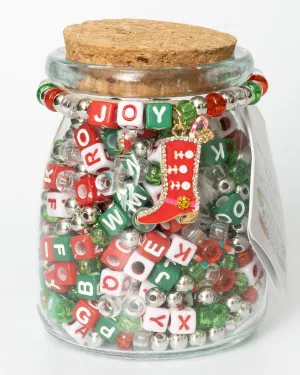 Christmas Cowgirl Boot Red and Green Square Letter Bead DIY Jar