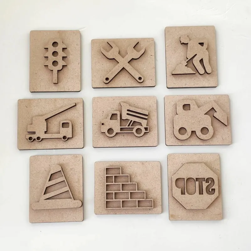 Construction Theme Stamp Set | Stamp Set of 9 | Stamping Set Toy for Kids