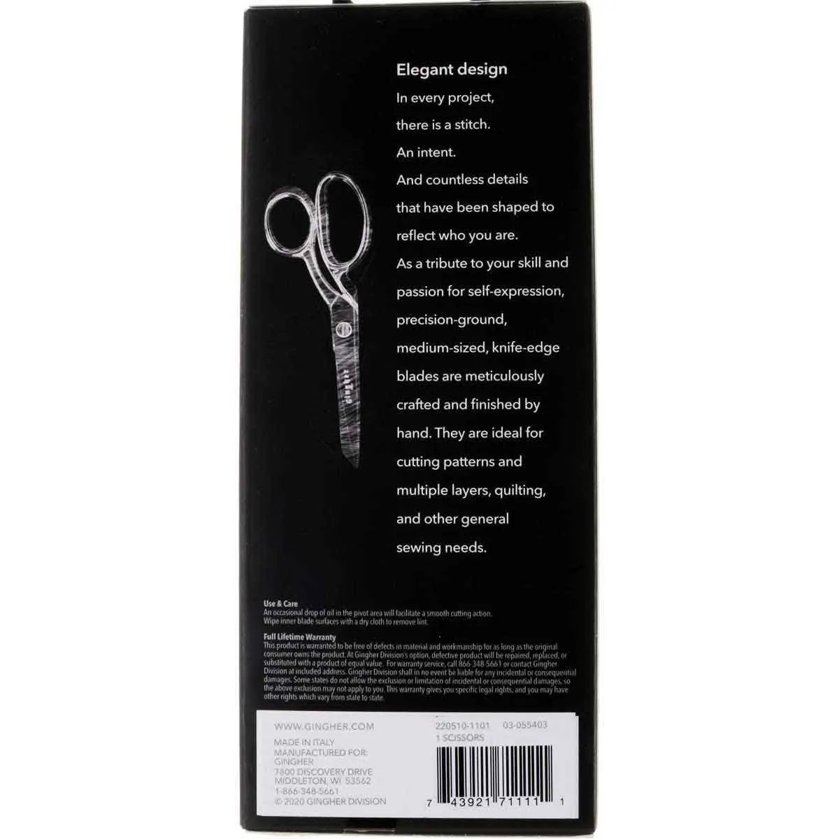 Gingher 220510 - 7 inch Knife Edge Dressmakers Shears