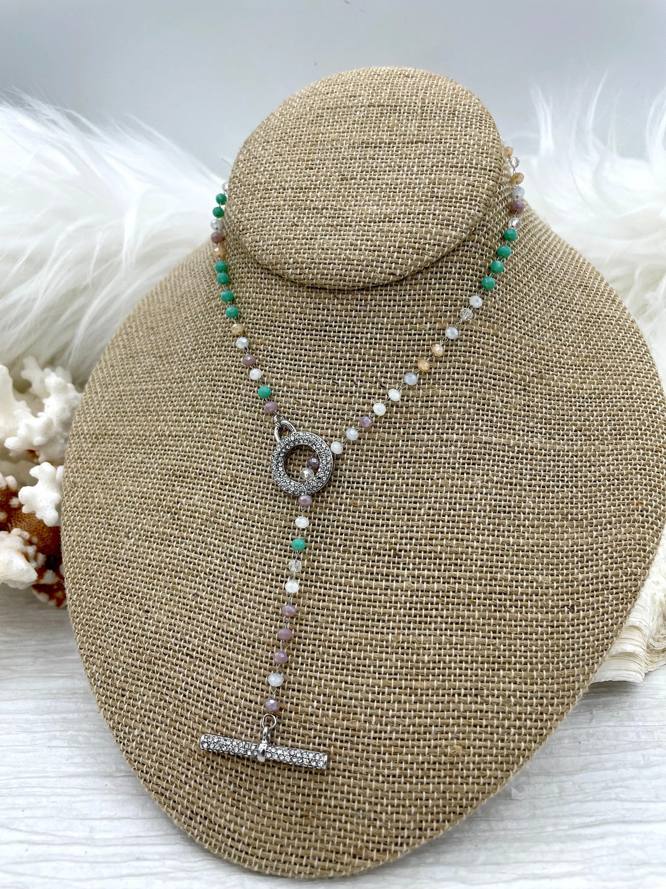 Glass Beads Chain Crystal Round Mixed Rosary Faceted,  Pastel Beaded Chain, Pastel Beads 3mm beads, Silver Wire, sold by the foot, Fast Ship