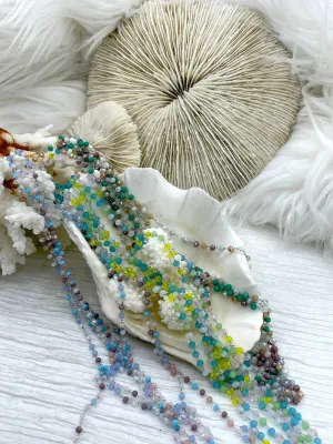 Glass Beads Chain Crystal Round Mixed Rosary Faceted,  Pastel Beaded Chain, Pastel Beads 3mm beads, Silver Wire, sold by the foot, Fast Ship
