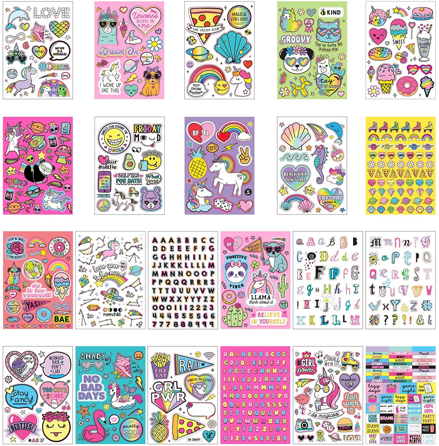 Just My Style 1500  Sticker Book by Horizon Group USA,Positivity Quotes, Sweet Treats,VSCO Girl, Unicorns & Much More On 43 Pages
