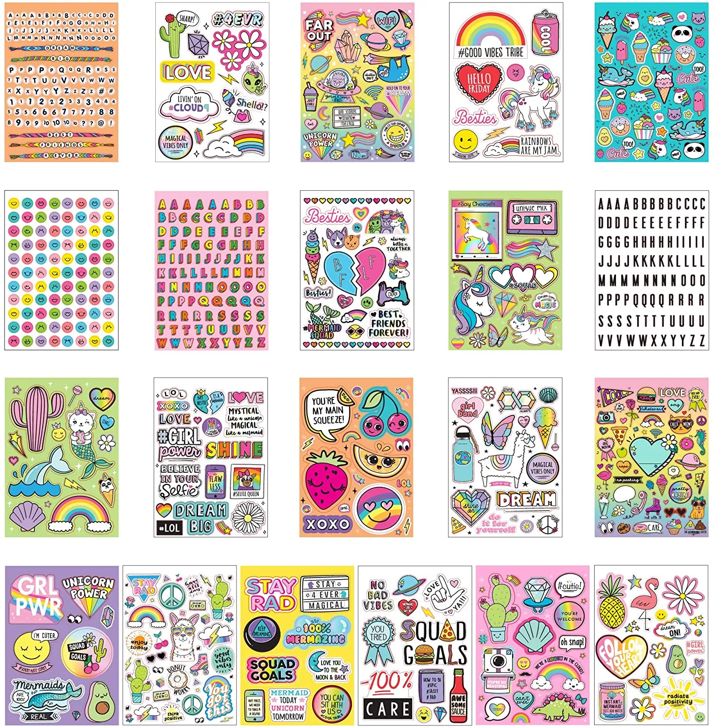 Just My Style 1500  Sticker Book by Horizon Group USA,Positivity Quotes, Sweet Treats,VSCO Girl, Unicorns & Much More On 43 Pages