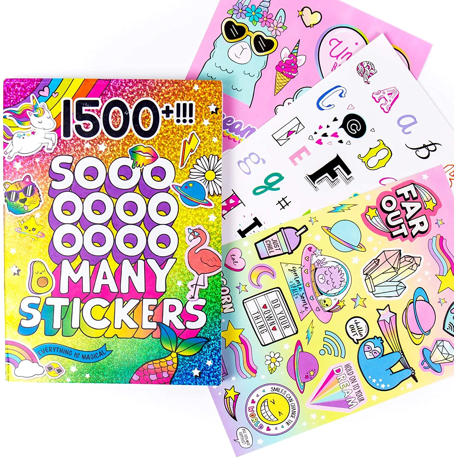 Just My Style 1500  Sticker Book by Horizon Group USA,Positivity Quotes, Sweet Treats,VSCO Girl, Unicorns & Much More On 43 Pages