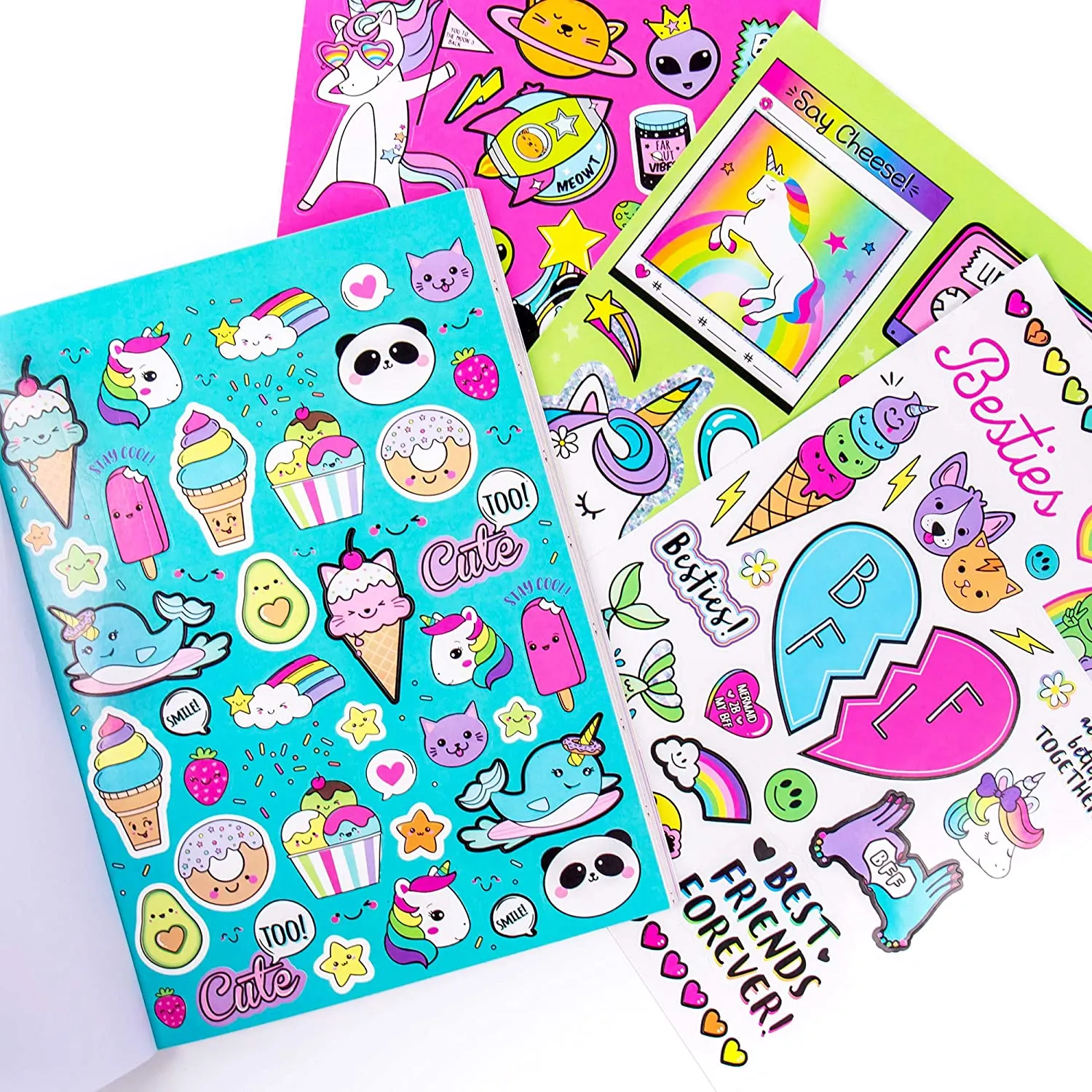 Just My Style 1500  Sticker Book by Horizon Group USA,Positivity Quotes, Sweet Treats,VSCO Girl, Unicorns & Much More On 43 Pages
