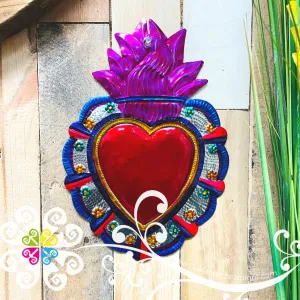 Medium Heart Magenta Flames - Hojalata Wall Decor