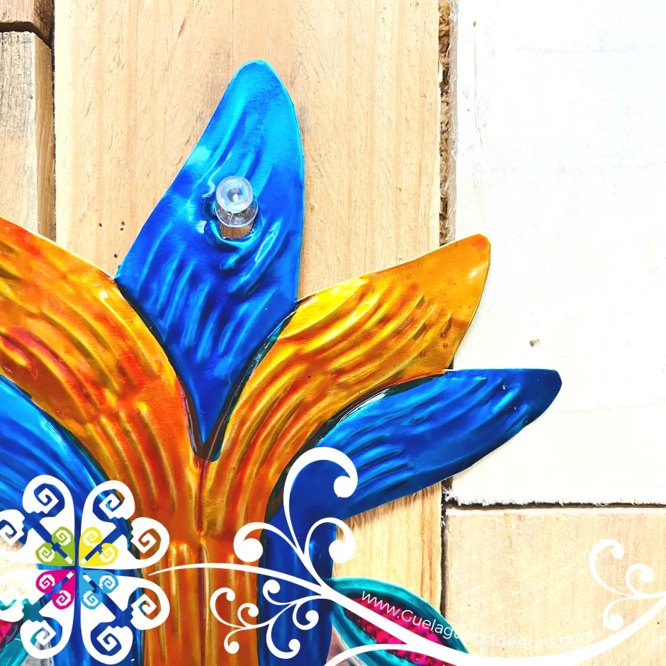 Medium Heart Orange Blue Crown - Hojalata Wall Decor