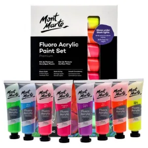 MM Fluoro Acrylic Paint Set 8pc x 36ml