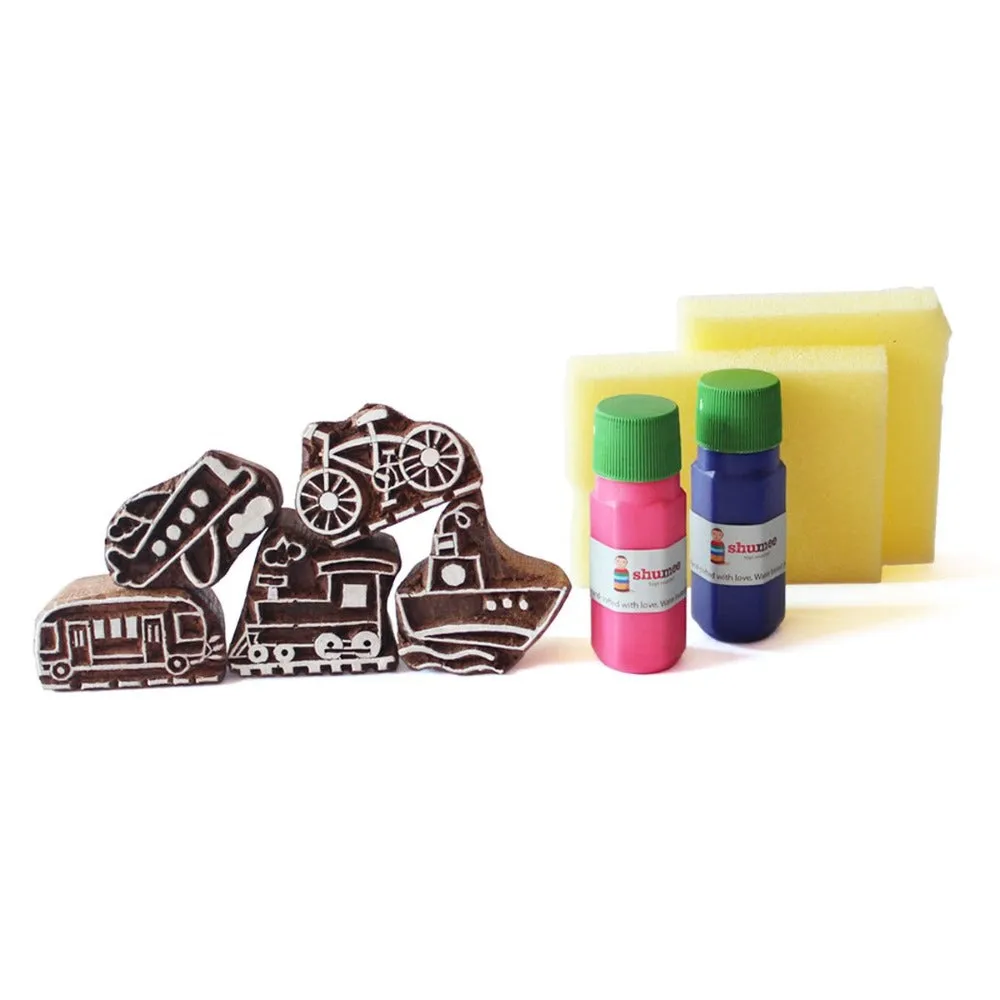 Modes of Transport Wooden Stamps Set