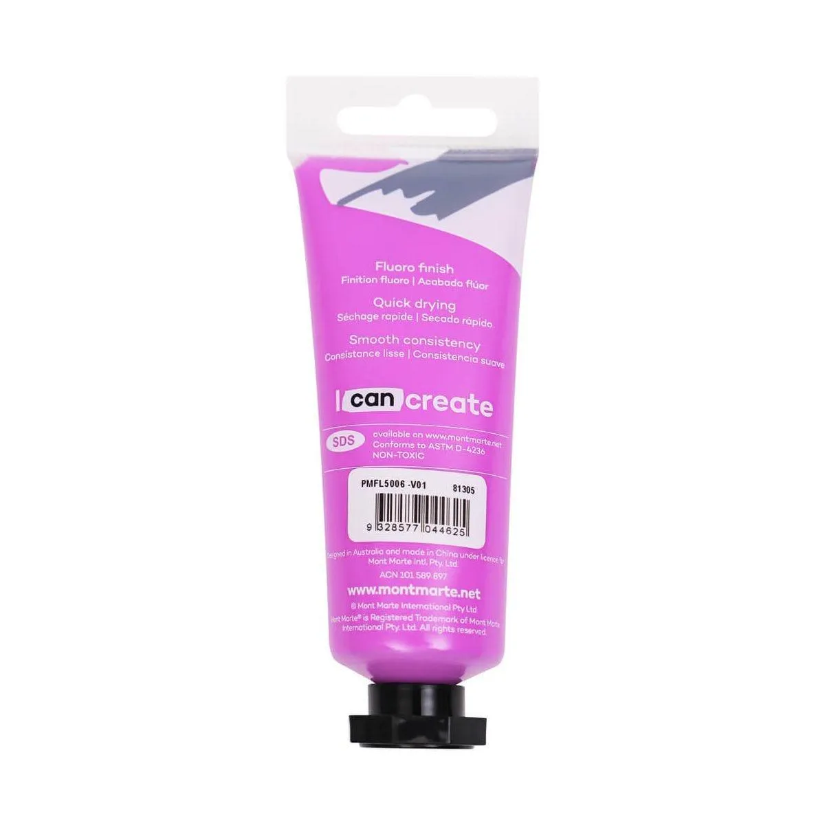 Mont Marte Fluoro Acrylic Paint Premium 50ml Tube - Purple