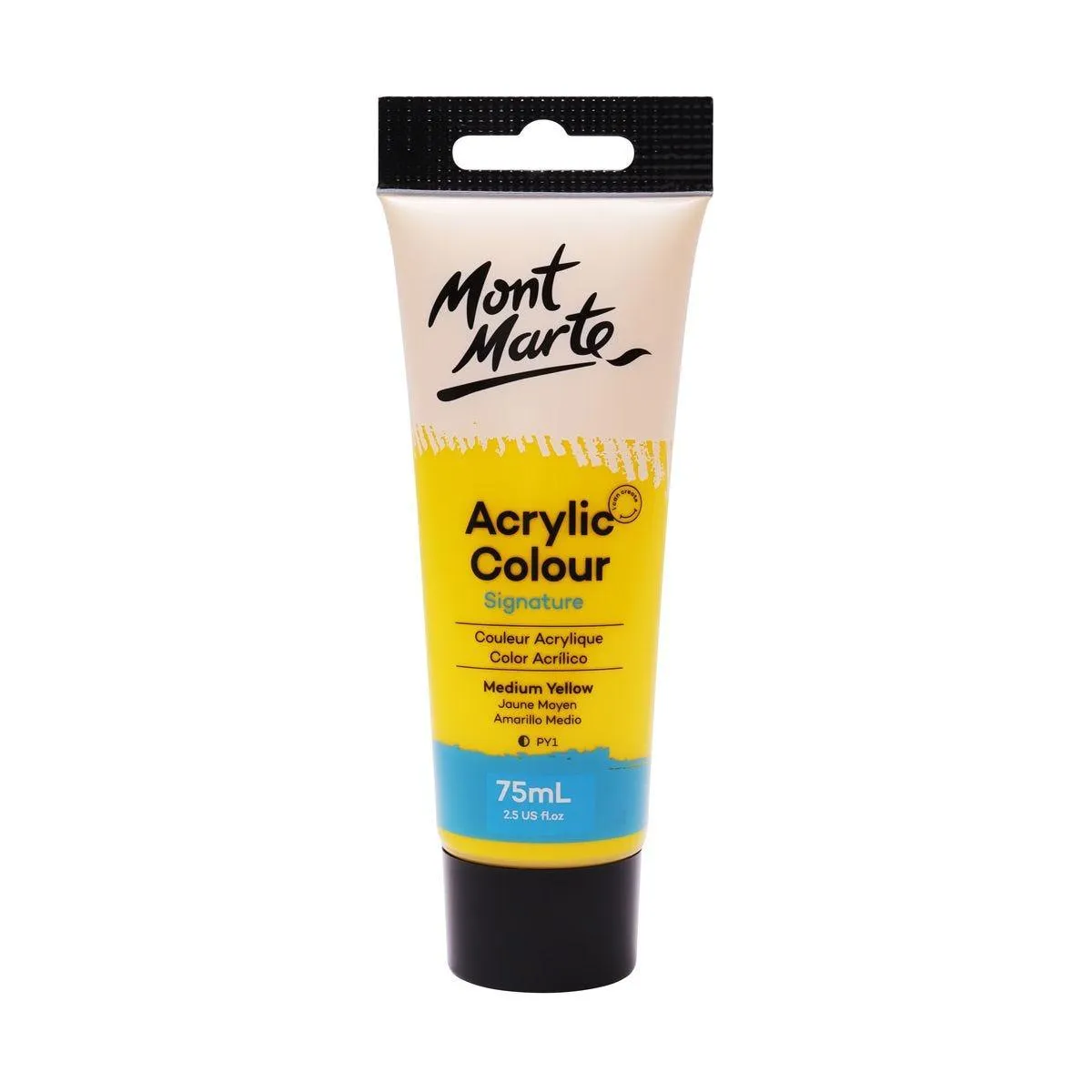 Mont Marte Studio Acrylic Paint Tube 75ml - Medium Yellow