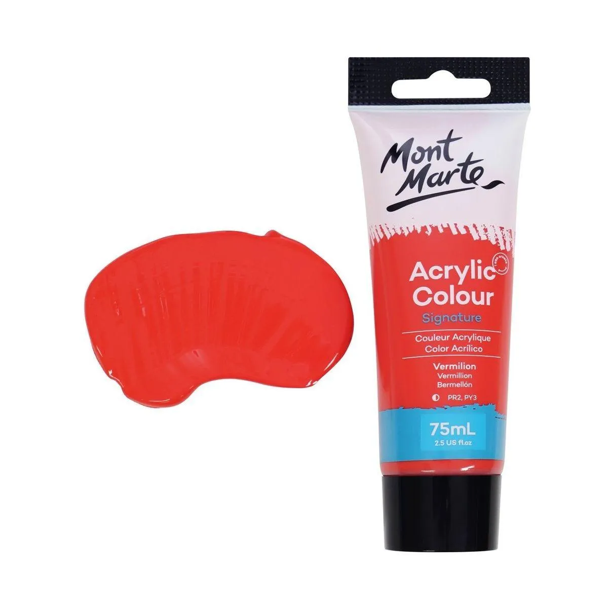 Mont Marte Studio Acrylic Paint Tube 75ml - Vermillion