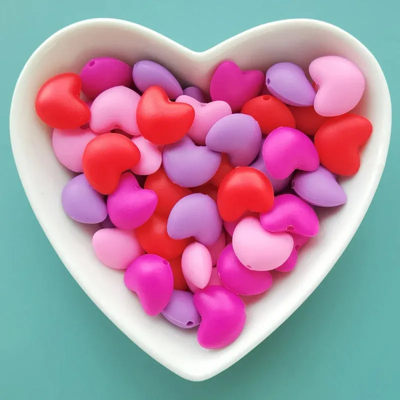 Wholesale 100PCS Love Heart Candy Silicone Beads