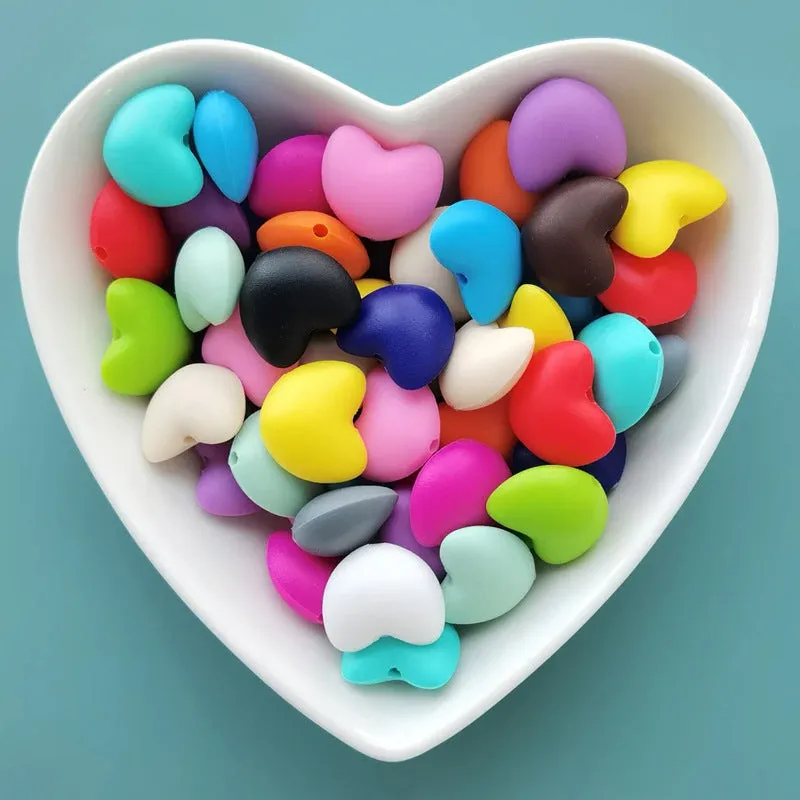 Wholesale 100PCS Love Heart Candy Silicone Beads