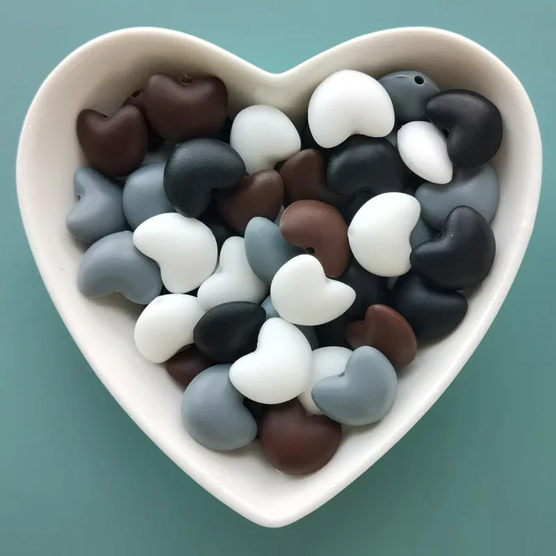 Wholesale 100PCS Love Heart Candy Silicone Beads