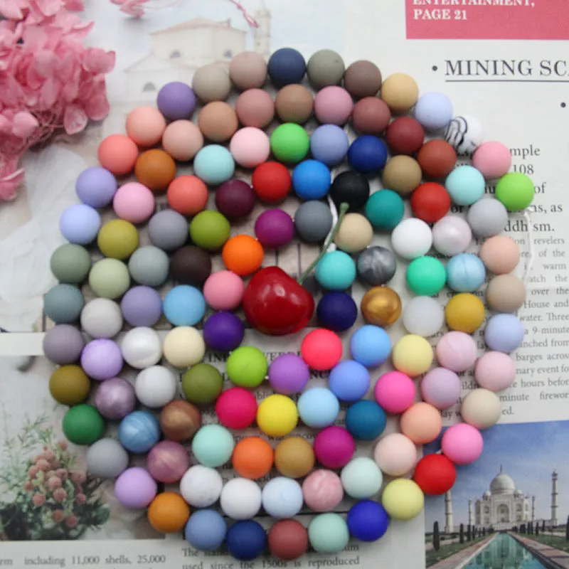 Wholesale 100pcs Silicone 15mm Candy Color Beads
