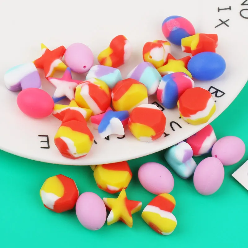 Wholesale 100pcs/pack Children's Jewelry Accessories Loose Beads Food Grade Special-shaped Silicone Beads