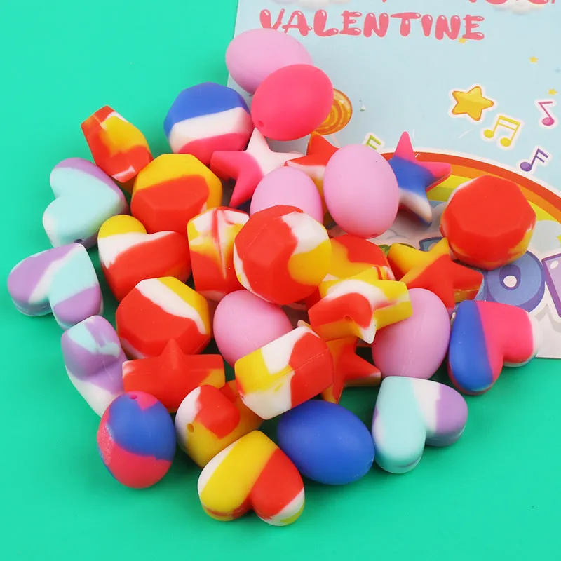 Wholesale 100pcs/pack Children's Jewelry Accessories Loose Beads Food Grade Special-shaped Silicone Beads