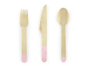 Wooden cutlery, light pink, 16cm